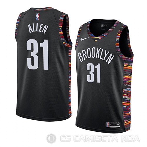 Camiseta Jarrett Allen #31 Brooklyn Nets Ciudad 2019 Negro - Haga un click en la imagen para cerrar